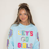 Simply Southern Sparkle Girls Sweatshirt for Women in Light Blue