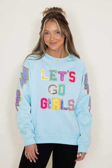 Simply Southern Sparkle Girls Sweatshirt for Women in Light Blue