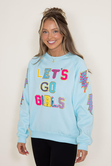 Simply Southern Sparkle Girls Sweatshirt for Women in Light Blue