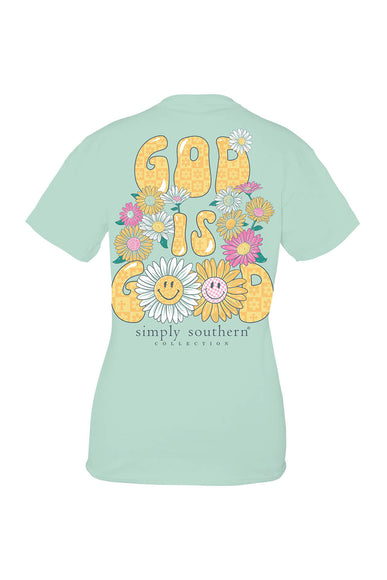 Simply Southern Womens God is Good T-Shirt for Women in Green 