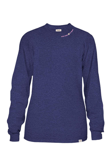 Simply Southern Youth Long Sleeve Happiness Bloom T-Shirt for Girls in Denim Heather 