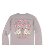 Simply Southern Plus Size Happy Goose Long Sleeve T-Shirt for Women in Grey