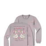 Simply Southern Happy Goose Long Sleeve T-Shirt for Women in Grey