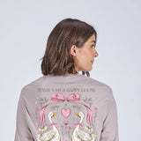 Simply Southern Happy Goose Long Sleeve T-Shirt for Women in Grey