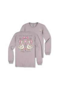Simply Southern Youth Happy Goose Long Sleeve T-Shirt for Girls in Grey