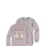 Simply Southern Youth Happy Goose Long Sleeve T-Shirt for Girls in Grey