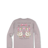 Simply Southern Youth Happy Goose Long Sleeve T-Shirt for Girls in Grey