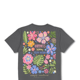womens Simply Southern Shirts Happiness Blooms short Sleeve T-shirt for Women in Coal