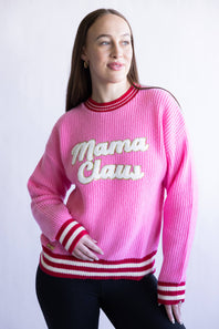 Simply Southern Harper Mama Claus Sweater for Women in Pink