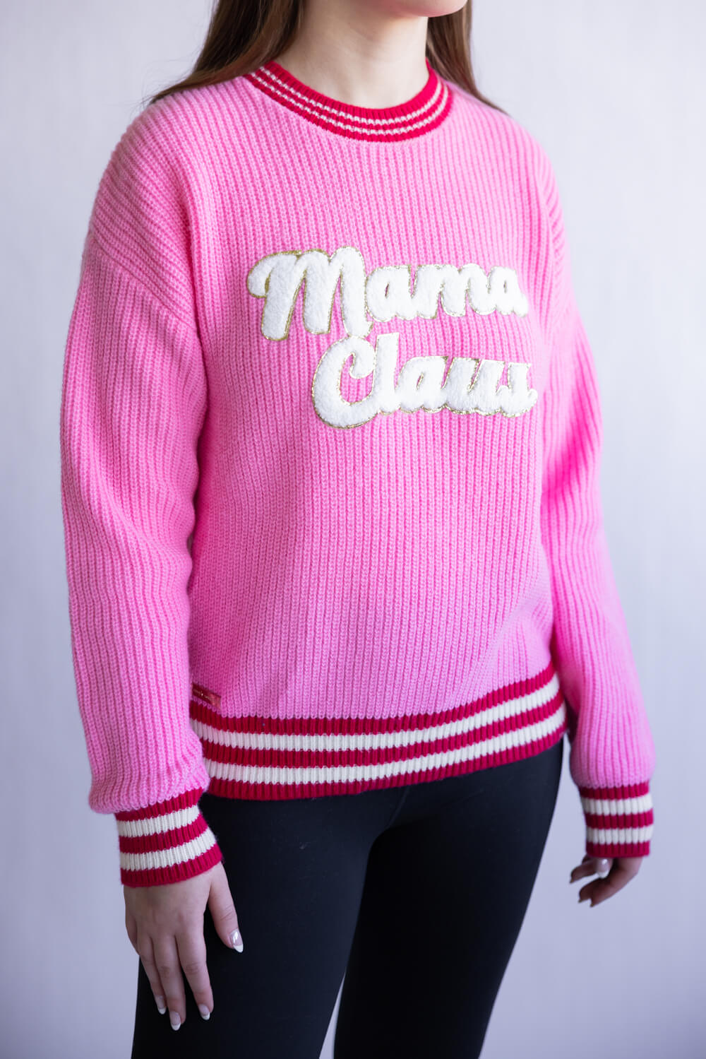 Simply Southern Harper Mama Claus Sweater for Women in Pink