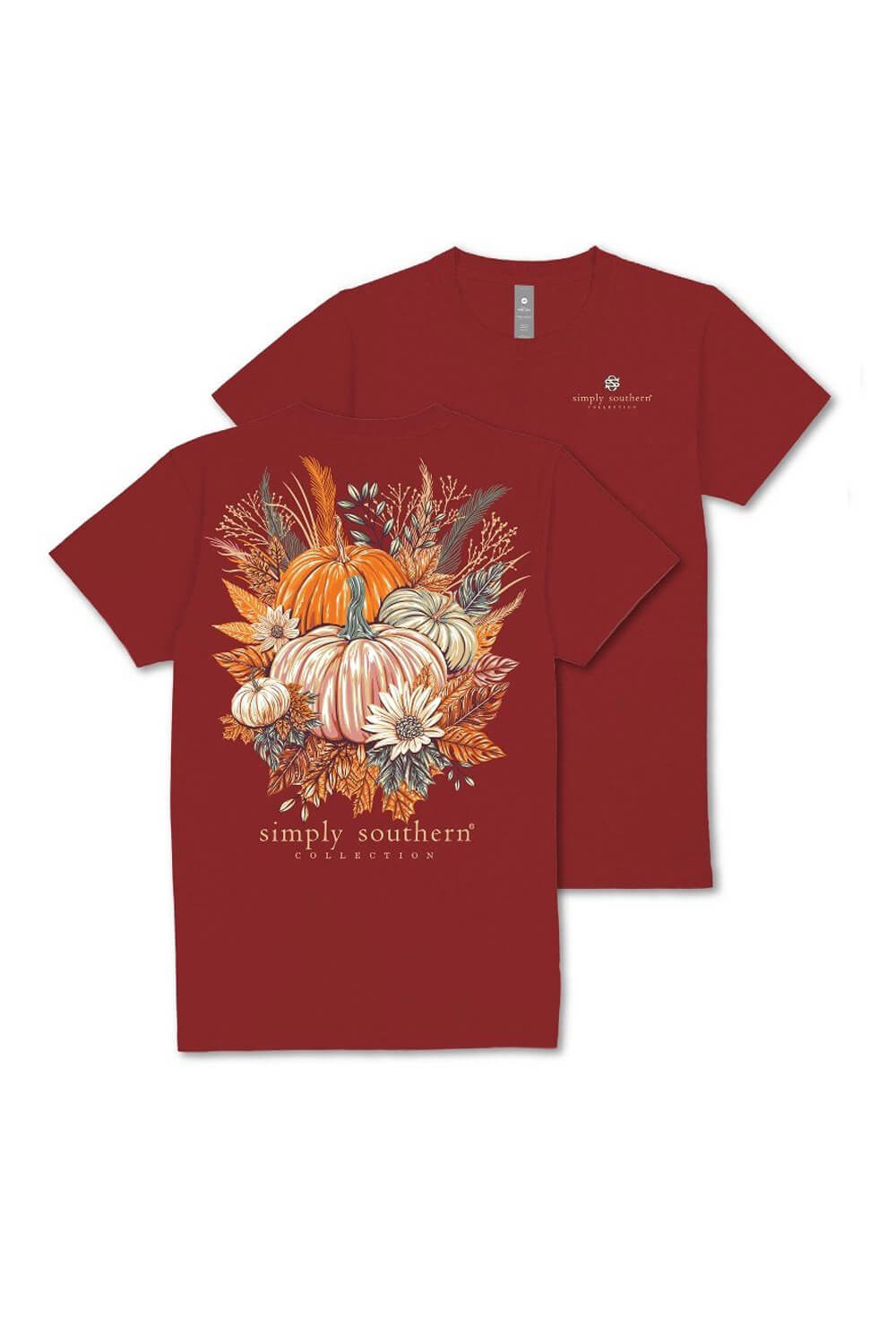Simply Southern Womens Plus Size Fall Pumpkin Harvest T-shirt for Women in Carmine