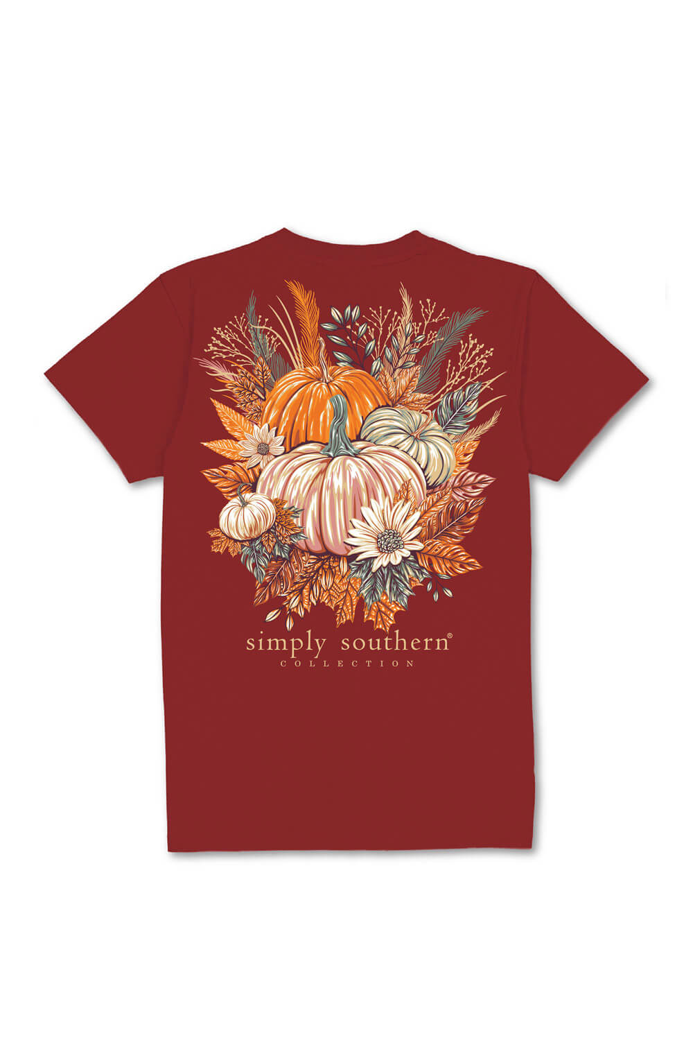 Simply Southern Womens Shirts Fall Pumpkin Harvest T-shirt for Women in Carmine