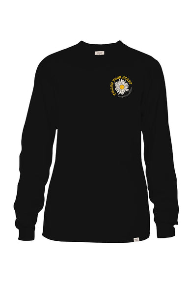 Simply Southern Long Sleeve Follow Your Heart T-Shirt for Women in Black
