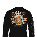 Simply Southern Long Sleeve Follow Your Heart T-Shirt for Women in Black
