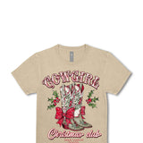 Simply Southern Plus Size Cowgirl Christmas Club T-Shirt for Women in Beige