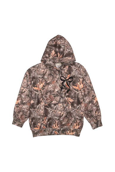 Simply Southern Black Bow Camo Hoodie for Women in Brown