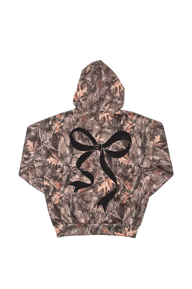 Simply Southern Black Bow Camo Hoodie for Women in Brown