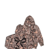 Simply Southern Black Bow Camo Hoodie for Women in Brown
