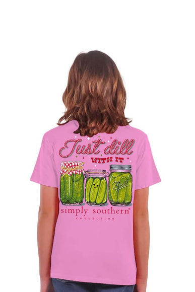 Girls Simply Southern Youth Just Dill With It T-Shirt for Women in Pink