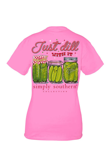 Simply Southern Womens Plus Size Just Dill With It T-Shirt for Women in Pink
