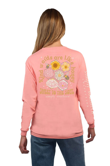 Simply Southern Long Sleeve Kind Word T-Shirt for Women in Reef