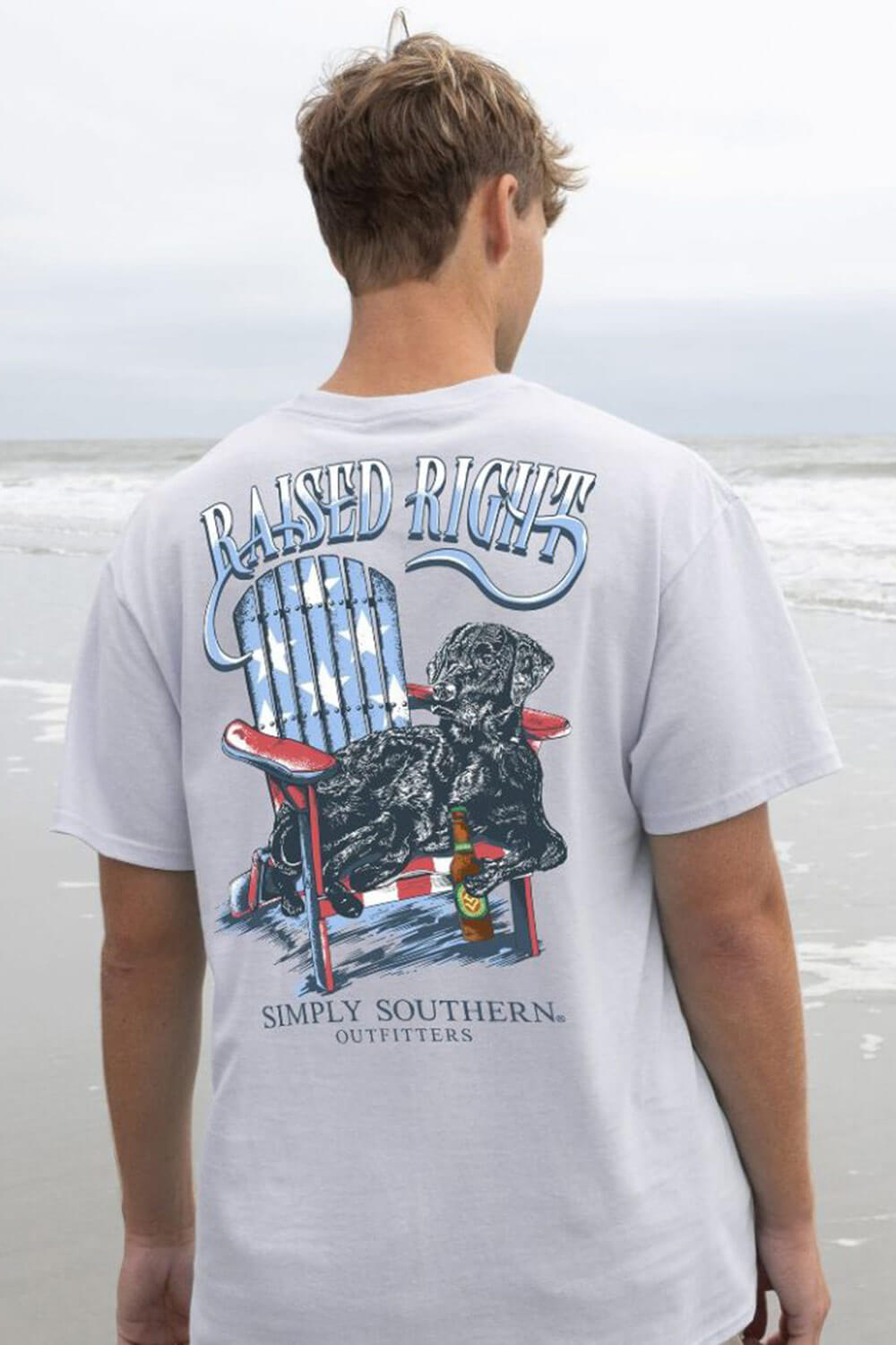 Simply Southern USA Dog T-Shirt for Men in Light Grey