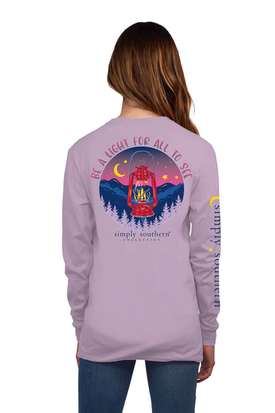 Simply Southern Long Sleeve Be A Light T-Shirt for Women in Lilac