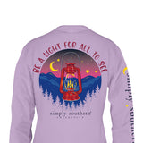 Simply Southern Plus Size Long Sleeve Be A Light T-Shirt for Women in Lilac