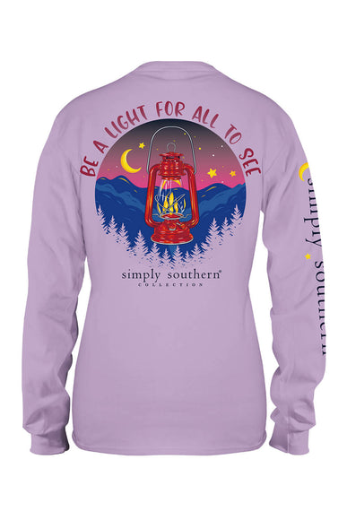 Simply Southern Plus Size Long Sleeve Be A Light T-Shirt for Women in Lilac