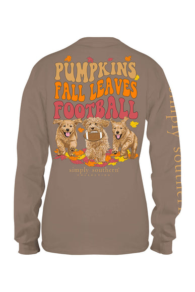Womens Simply Southern Long Sleeve Fall Leaves T-Shirt for Women in Army