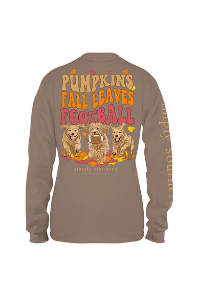Simply Southern Youth Long Sleeve Fall Leaves T-Shirt for Girls in Army 