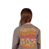 Simply Southern Youth Long Sleeve Fall Leaves T-Shirt for Girls in Army 