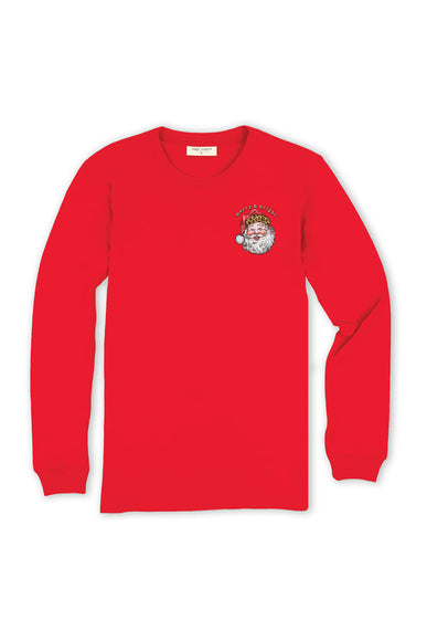 Simply Southern Plus Size Leopard Hat Santa Long Sleeve T-Shirt for Women in Red