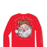 Simply Southern Plus Size Leopard Hat Santa Long Sleeve T-Shirt for Women in Red