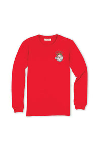 Simply Southern Leopard Hat Santa Long Sleeve T-Shirt for Women in Red