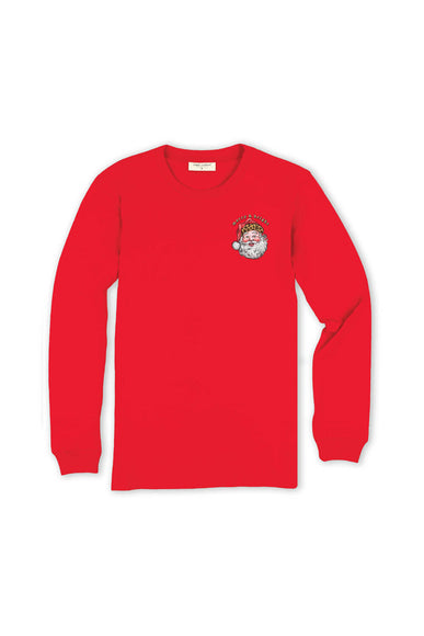 Simply Southern Leopard Hat Santa Long Sleeve T-Shirt for Women in Red