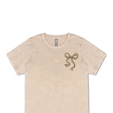 Simply Southern Leopard Bow T-Shirt for Women in Washed Ecru