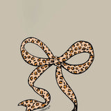 Simply Southern Leopard Bow T-Shirt for Women in Washed Ecru