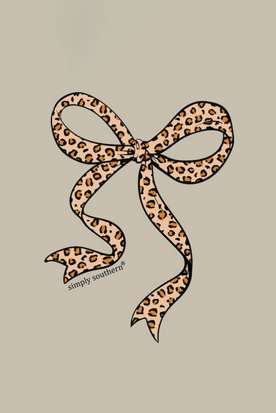 Simply Southern Leopard Bow T-Shirt for Women in Washed Ecru