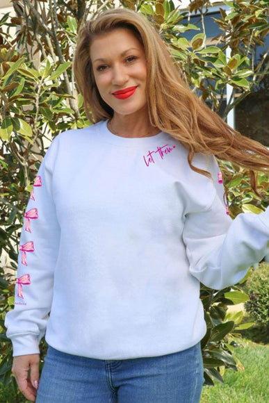 Simply Southern Let Them Fleece Crewneck for Women in White