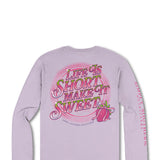Simply Southern Plus Size Life Is Short Make It Sweet Long Sleeve T-Shirt for Women in Purple