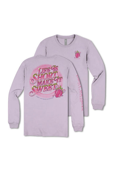 Simply Southern Plus Size Life Is Short Make It Sweet Long Sleeve T-Shirt for Women in Purple