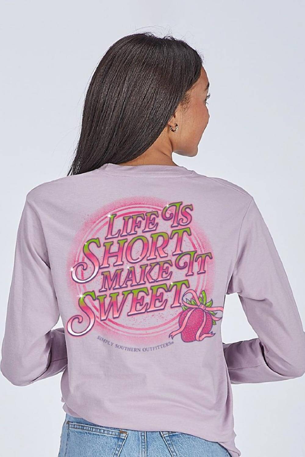 Simply Southern Life Is Short Make It Sweet Long Sleeve T-Shirt for Women in Purple