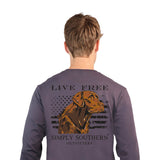 Simply Southern Men's Shirts Long Sleeve Brown Dog T-Shirt for Men in Grey