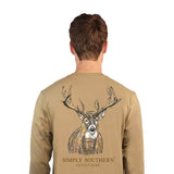 Mens Simply Southern Shirts Long Sleeve Deer T-Shirt for Men in Brown