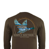 Mens Simply Southern Long Sleeve Duck T-Shirt for Men in Green
