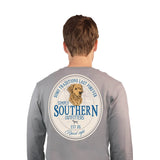 Mens Simply Southern Long Sleeve Golden Retriever T-Shirt for Men in Grey