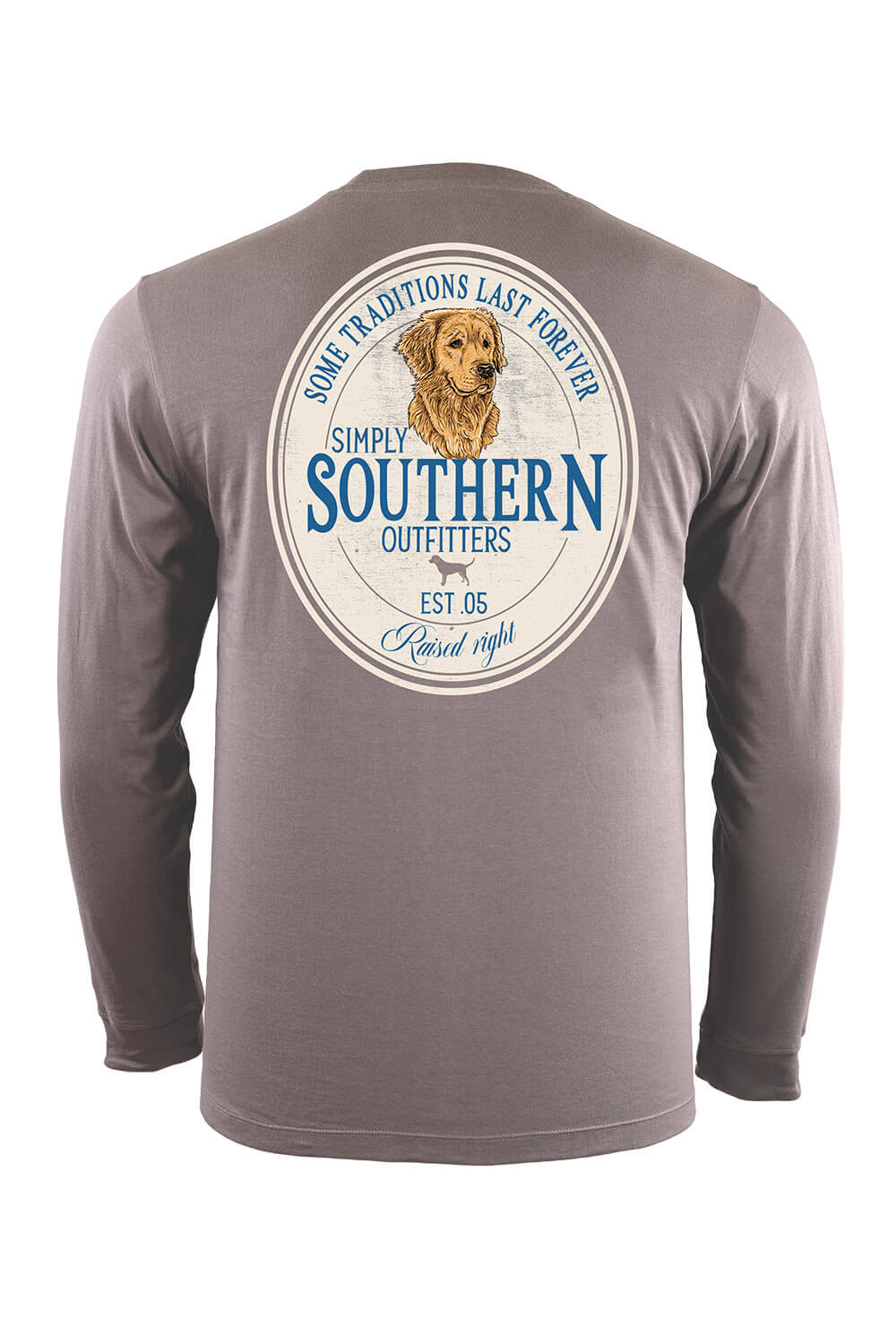 Simply Southern Long Sleeve Golden Retriever T-Shirt for Men in Grey