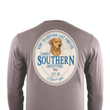 Mens Simply Southern Long Sleeve Golden Retriever T-Shirt for Men in Grey