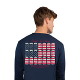 Mens Simply Southern Shirts Long Sleeve USA Flag Cans Untied T-Shirt for Men in Blue